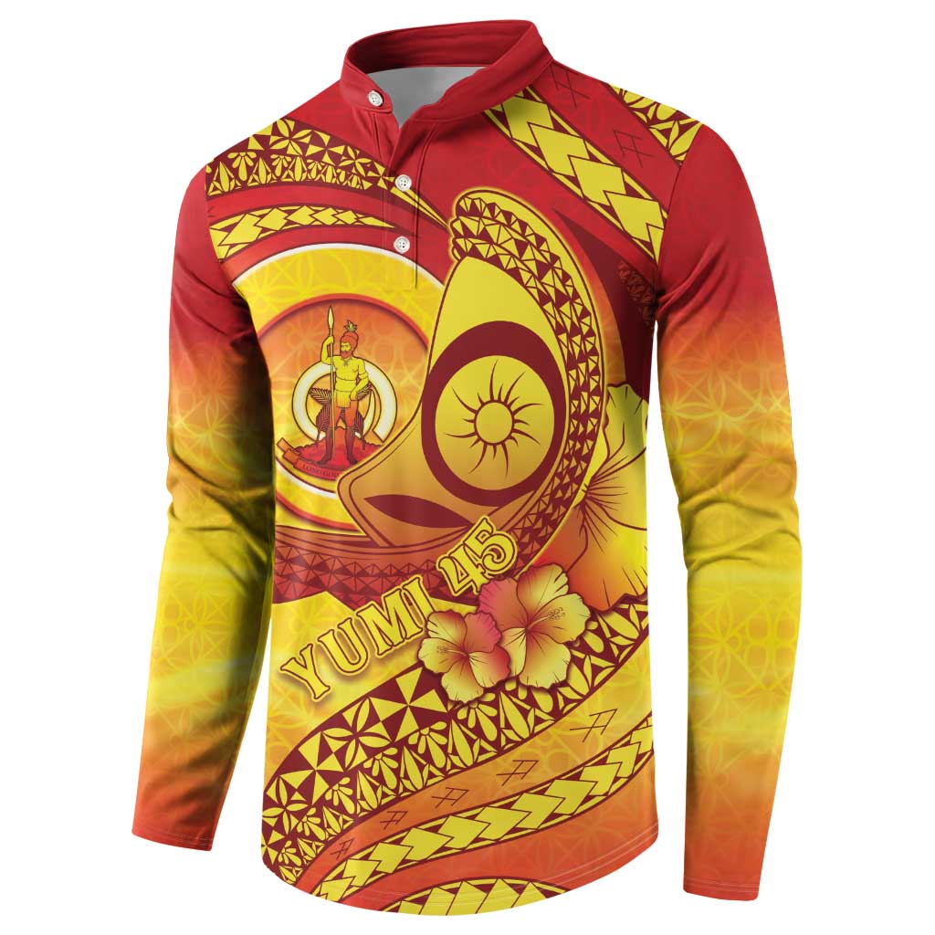 Vanuatu 45 Yia Indipendens Anivesari Button Sweatshirt Tamtam Drum With Boar Tusk - Polynesian Pride