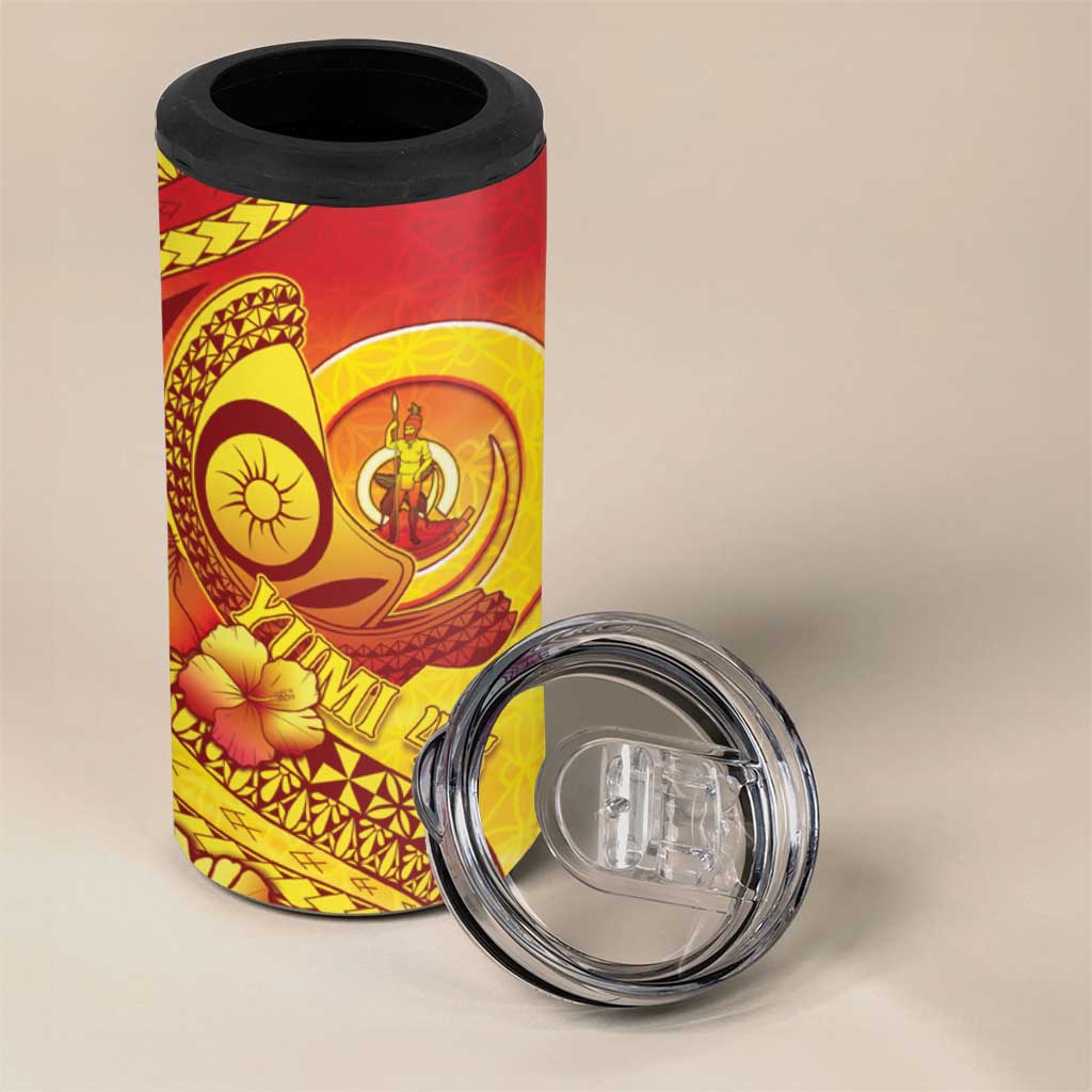 Vanuatu 45 Yia Indipendens Anivesari 4 in 1 Can Cooler Tumbler Tamtam Drum With Boar Tusk - Polynesian Pride