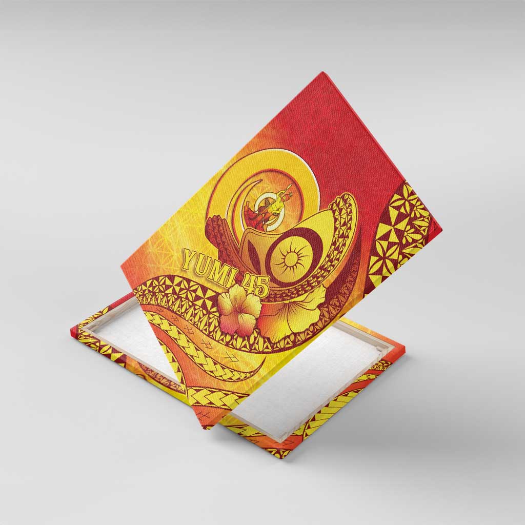 Vanuatu 45 Yia Indipendens Anivesari Canvas Wall Art Tamtam Drum With Boar Tusk - Polynesian Pride