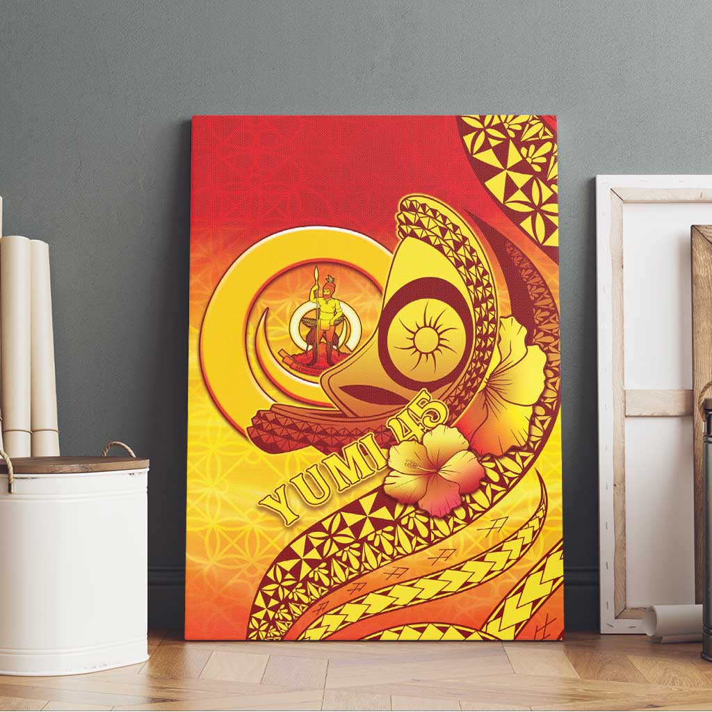 Vanuatu 45 Yia Indipendens Anivesari Canvas Wall Art Tamtam Drum With Boar Tusk - Polynesian Pride