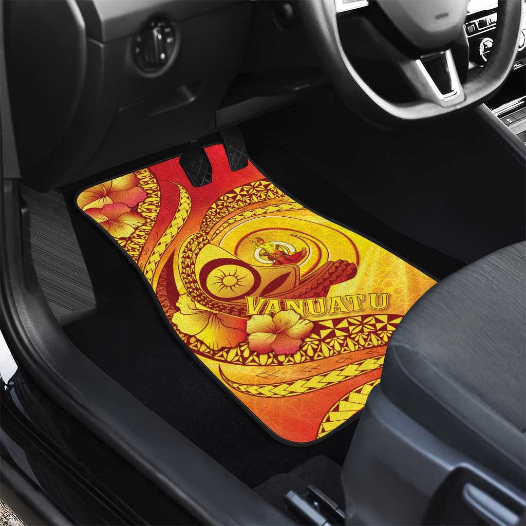 Vanuatu 45 Yia Indipendens Anivesari Car Mats Tamtam Drum With Boar Tusk - Polynesian Pride