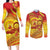 Vanuatu 45 Yia Indipendens Anivesari Couples Matching Long Sleeve Bodycon Dress and Long Sleeve Button Shirt Tamtam Drum With Boar Tusk - Polynesian Pride