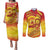 Vanuatu 45 Yia Indipendens Anivesari Couples Matching Puletasi and Long Sleeve Button Shirt Tamtam Drum With Boar Tusk - Polynesian Pride