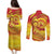 Vanuatu 45 Yia Indipendens Anivesari Couples Matching Puletasi and Long Sleeve Button Shirt Tamtam Drum With Boar Tusk - Polynesian Pride