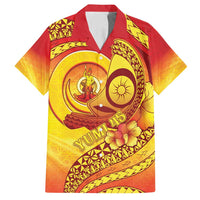 Vanuatu 45 Yia Indipendens Anivesari Family Matching Long Sleeve Bodycon Dress and Hawaiian Shirt Tamtam Drum With Boar Tusk - Polynesian Pride