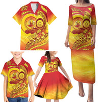 Vanuatu 45 Yia Indipendens Anivesari Family Matching Puletasi and Hawaiian Shirt Tamtam Drum With Boar Tusk - Polynesian Pride