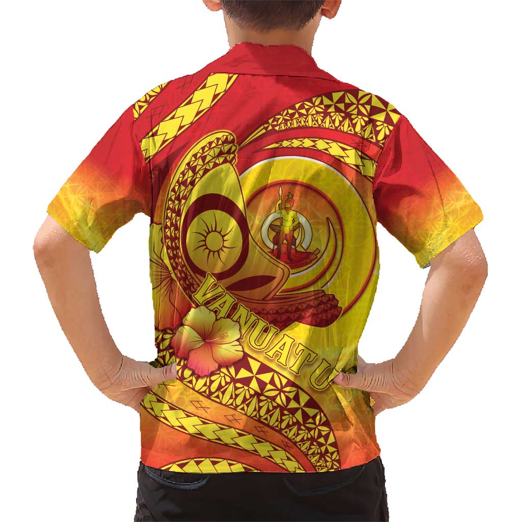 Vanuatu 45 Yia Indipendens Anivesari Family Matching Short Sleeve Bodycon Dress and Hawaiian Shirt Tamtam Drum With Boar Tusk - Polynesian Pride