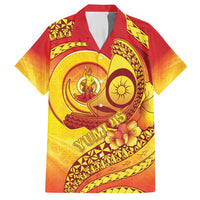 Vanuatu 45 Yia Indipendens Anivesari Family Matching Short Sleeve Bodycon Dress and Hawaiian Shirt Tamtam Drum With Boar Tusk - Polynesian Pride