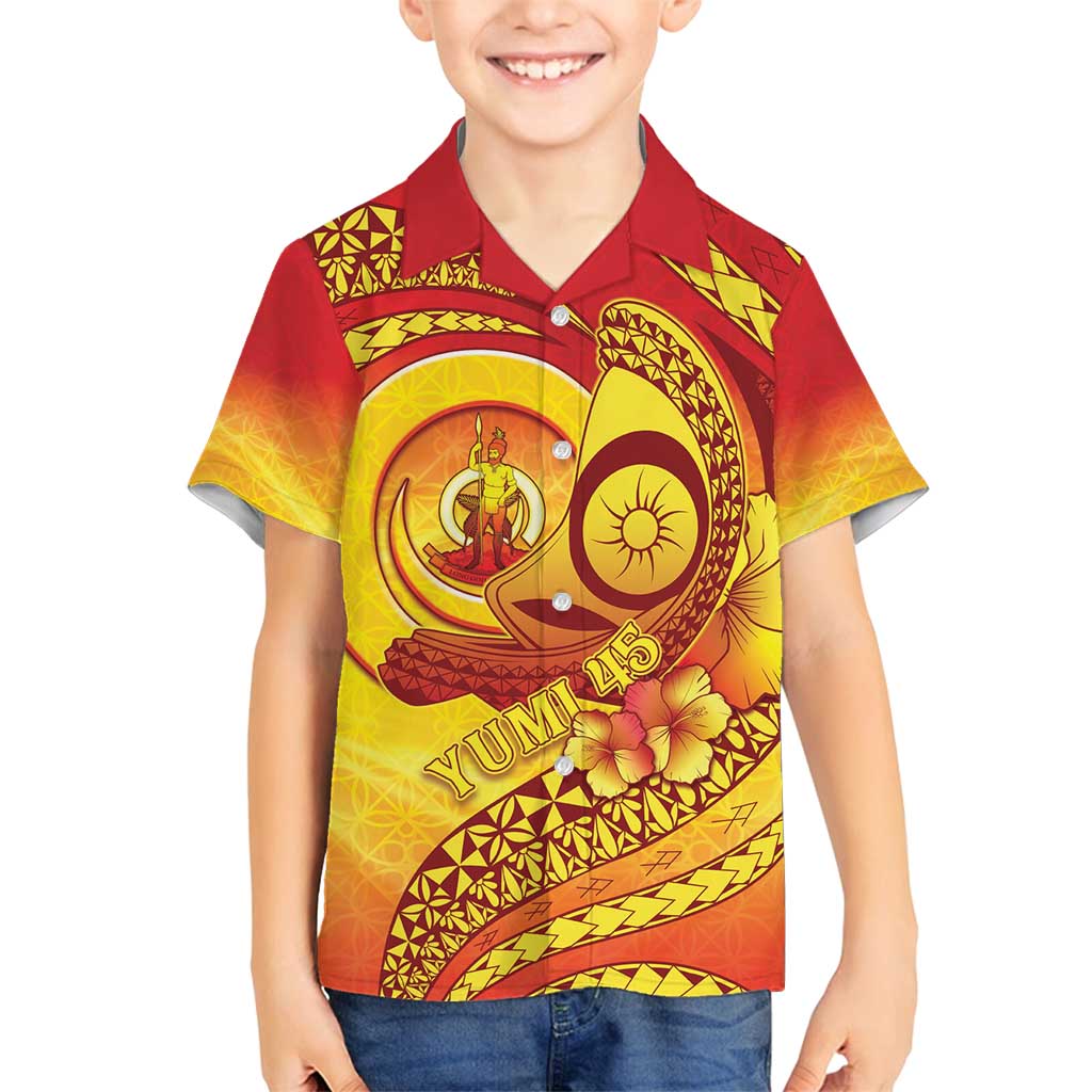 Vanuatu 45 Yia Indipendens Anivesari Family Matching Summer Maxi Dress and Hawaiian Shirt Tamtam Drum With Boar Tusk - Polynesian Pride