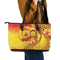 Vanuatu 45 Yia Indipendens Anivesari Leather Tote Bag Tamtam Drum With Boar Tusk - Polynesian Pride