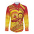 Vanuatu 45 Yia Indipendens Anivesari Long Sleeve Button Shirt Tamtam Drum With Boar Tusk - Polynesian Pride