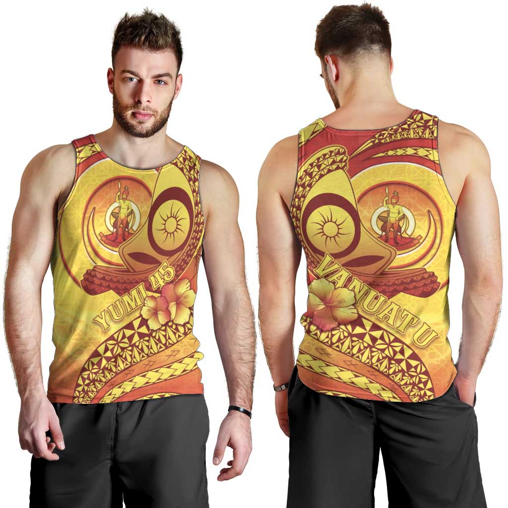 Vanuatu 45 Yia Indipendens Anivesari Men Tank Top Tamtam Drum With Boar Tusk - Polynesian Pride