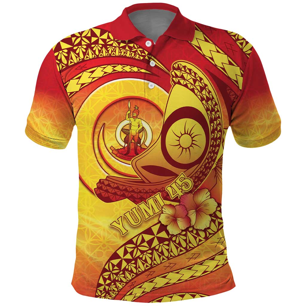 Vanuatu 45 Yia Indipendens Anivesari Polo Shirt Tamtam Drum With Boar Tusk - Polynesian Pride
