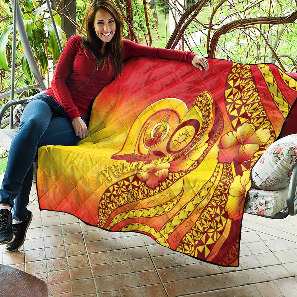 Vanuatu 45 Yia Indipendens Anivesari Quilt Tamtam Drum With Boar Tusk - Polynesian Pride