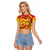 Vanuatu 45 Yia Indipendens Anivesari Raglan Cropped T Shirt Tamtam Drum With Boar Tusk - Polynesian Pride