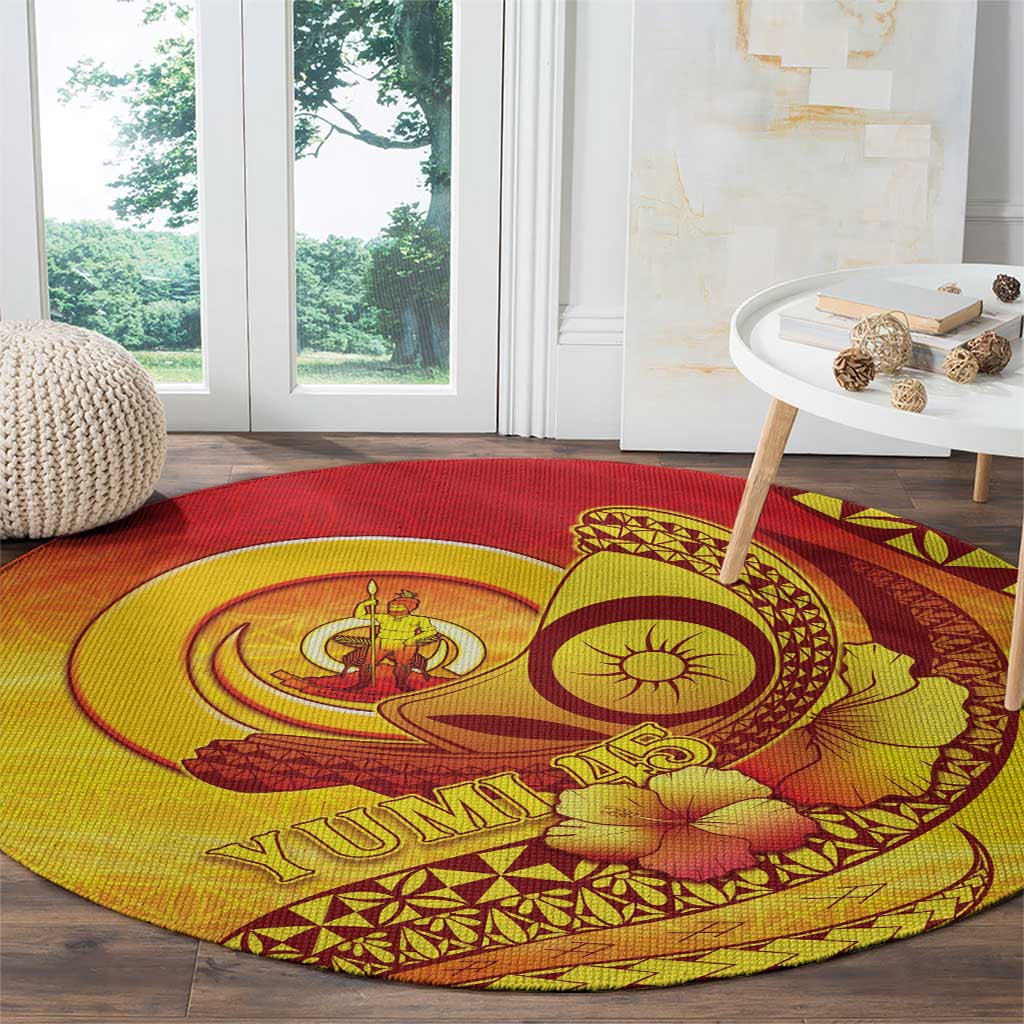 Vanuatu 45 Yia Indipendens Anivesari Round Carpet Tamtam Drum With Boar Tusk - Polynesian Pride