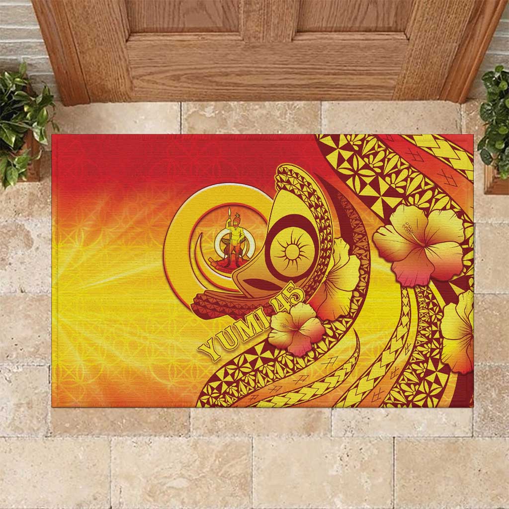 Vanuatu 45 Yia Indipendens Anivesari Rubber Doormat Tamtam Drum With Boar Tusk - Polynesian Pride