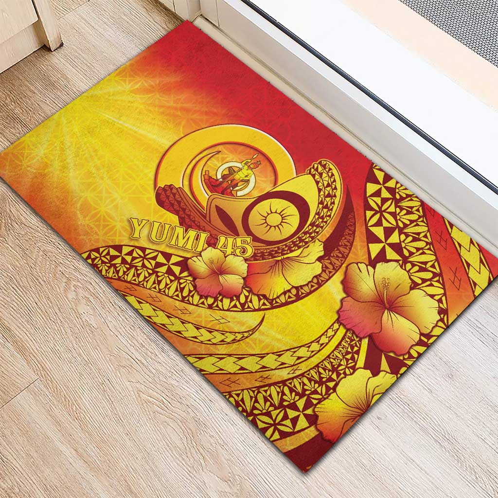 Vanuatu 45 Yia Indipendens Anivesari Rubber Doormat Tamtam Drum With Boar Tusk - Polynesian Pride