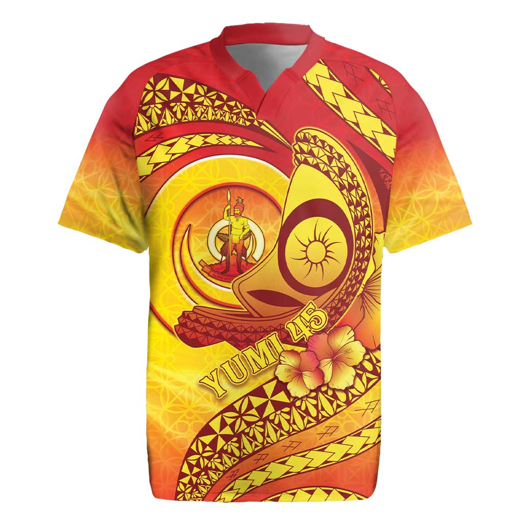 Vanuatu 45 Yia Indipendens Anivesari Rugby Jersey Tamtam Drum With Boar Tusk - Polynesian Pride