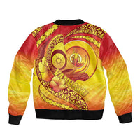 Vanuatu 45 Yia Indipendens Anivesari Sleeve Zip Bomber Jacket Tamtam Drum With Boar Tusk - Polynesian Pride