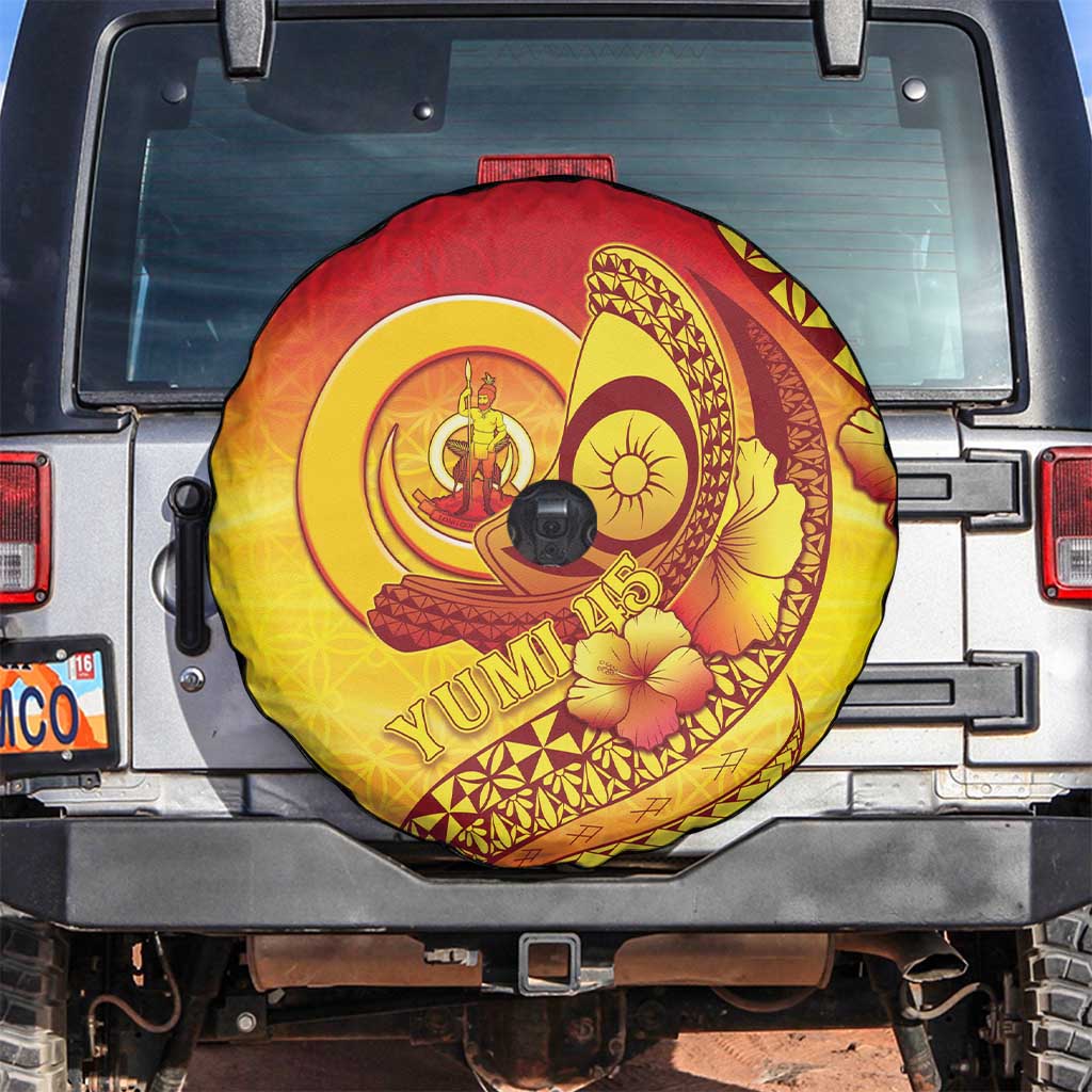 Vanuatu 45 Yia Indipendens Anivesari Spare Tire Cover Tamtam Drum With Boar Tusk - Polynesian Pride