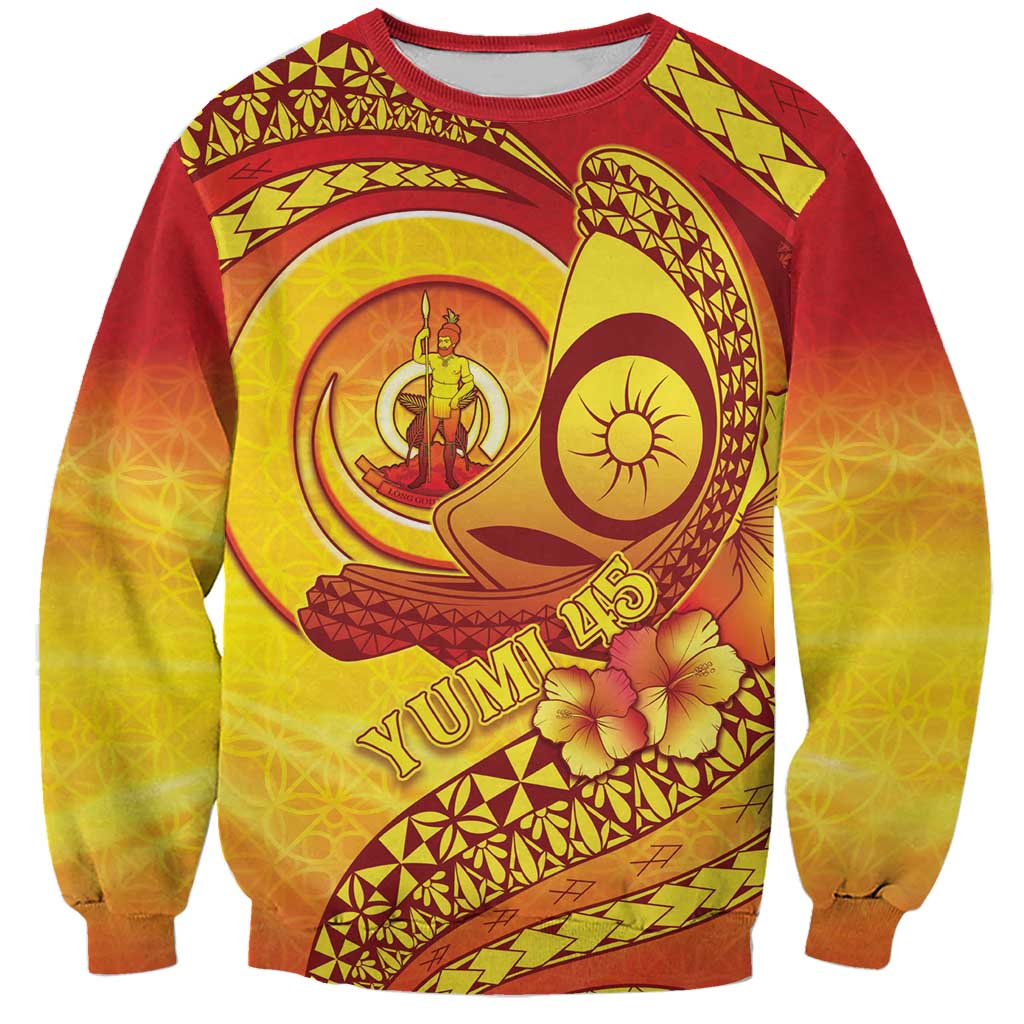 Vanuatu 45 Yia Indipendens Anivesari Sweatshirt Tamtam Drum With Boar Tusk - Polynesian Pride