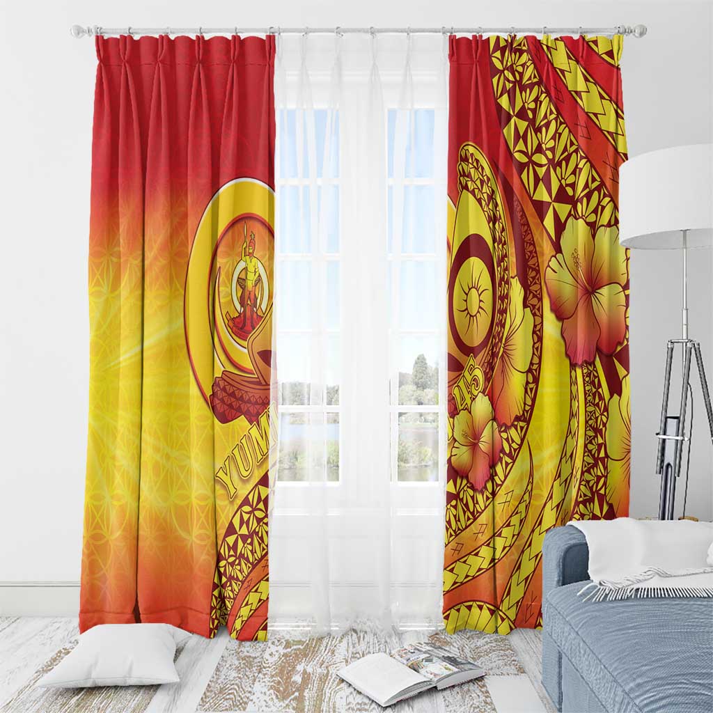 Vanuatu 45 Yia Indipendens Anivesari Window Curtain Tamtam Drum With Boar Tusk - Polynesian Pride