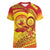 Vanuatu 45 Yia Indipendens Anivesari Women V-Neck T-Shirt Tamtam Drum With Boar Tusk - Polynesian Pride