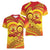 Vanuatu 45 Yia Indipendens Anivesari Women V-Neck T-Shirt Tamtam Drum With Boar Tusk - Polynesian Pride