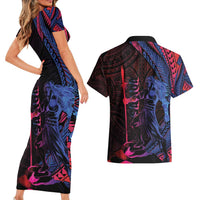 Samoan Pride Couples Matching Short Sleeve Bodycon Dress and Hawaiian Shirt The Tui Manua - Polynesian Pride