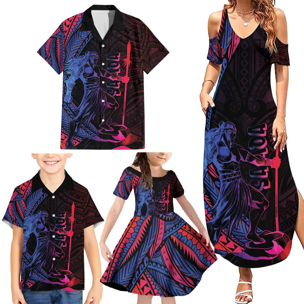 Samoan Pride Family Matching Summer Maxi Dress and Hawaiian Shirt The Tui Manua - Polynesian Pride