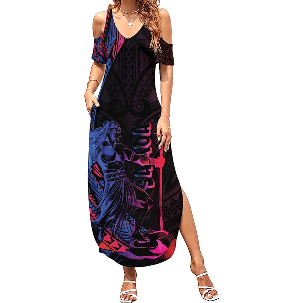 Samoan Pride Family Matching Summer Maxi Dress and Hawaiian Shirt The Tui Manua - Polynesian Pride