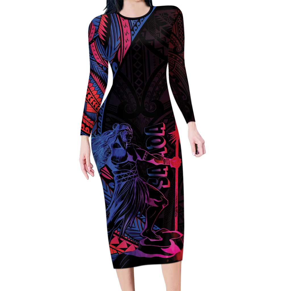 Samoan Pride Long Sleeve Bodycon Dress The Tui Manua - Polynesian Pride