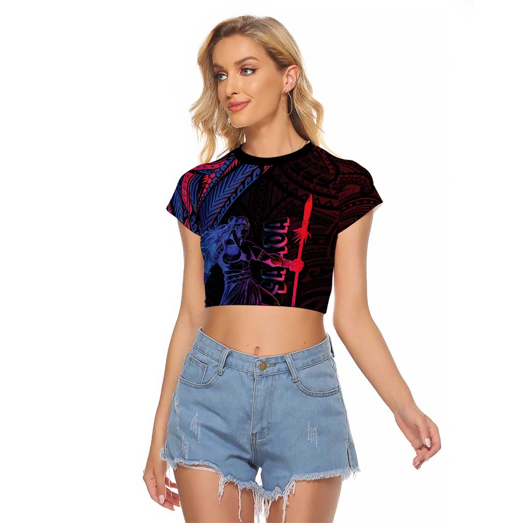 Samoan Pride Raglan Cropped T Shirt The Tui Manua LT05 Female Black - Polynesian Pride