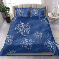 Aloha Hawaii Acacia Koa Leaves Bedding Set Navy Kakau Tribal Pattern