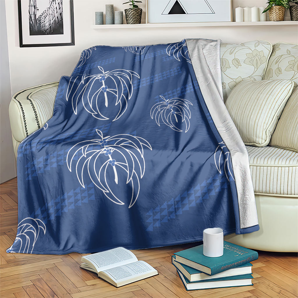 Aloha Hawaii Acacia Koa Leaves Blanket Navy Kakau Tribal Pattern
