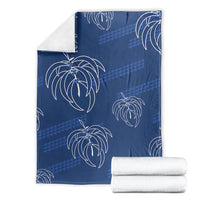 Aloha Hawaii Acacia Koa Leaves Blanket Navy Kakau Tribal Pattern
