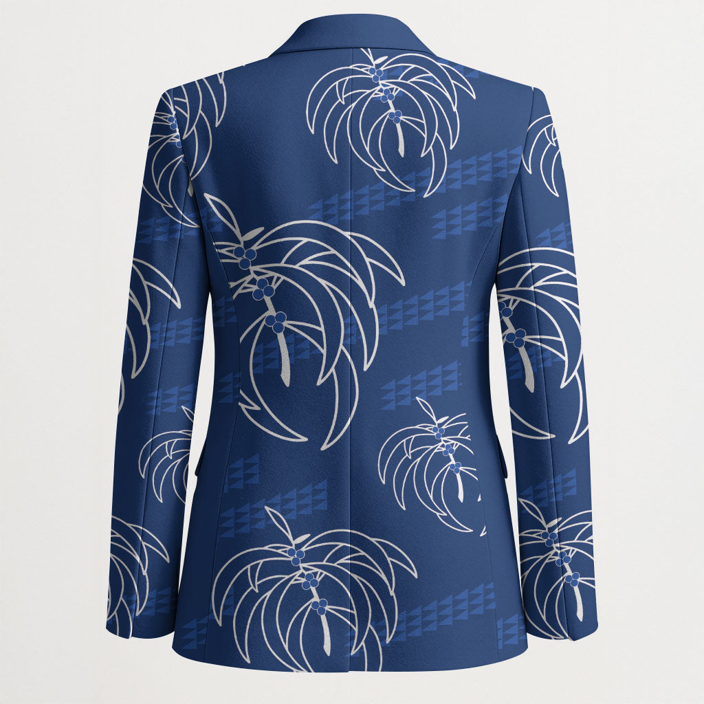 Aloha Hawaii Acacia Koa Leaves Blazer Navy Kakau Tribal Pattern LT05 - Polynesian Pride