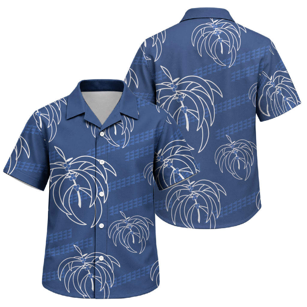 Aloha Hawaii Acacia Koa Leaves Family Matching Off The Shoulder Long Sleeve Dress and Hawaiian Shirt Navy Kakau Tribal Pattern LT05 Son's Shirt Navy - Polynesian Pride