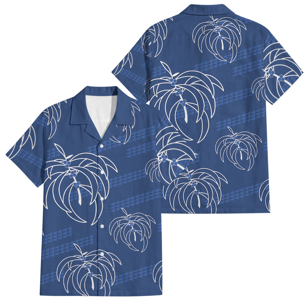 Aloha Hawaii Acacia Koa Leaves Family Matching Short Sleeve Bodycon Dress and Hawaiian Shirt Navy Kakau Tribal Pattern LT05 Dad's Shirt - Short Sleeve Navy - Polynesian Pride
