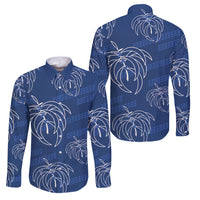 Aloha Hawaii Acacia Koa Leaves Family Matching Summer Maxi Dress and Hawaiian Shirt Navy Kakau Tribal Pattern LT05 Dad's Shirt - Long Sleeve Navy - Polynesian Pride