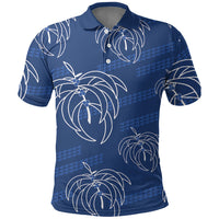 Aloha Hawaii Acacia Koa Leaves Polo Shirt Navy Kakau Tribal Pattern