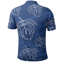 Aloha Hawaii Acacia Koa Leaves Polo Shirt Navy Kakau Tribal Pattern