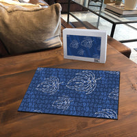 Aloha Hawaii Acacia Koa Leaves Puzzle Navy Kakau Tribal Pattern