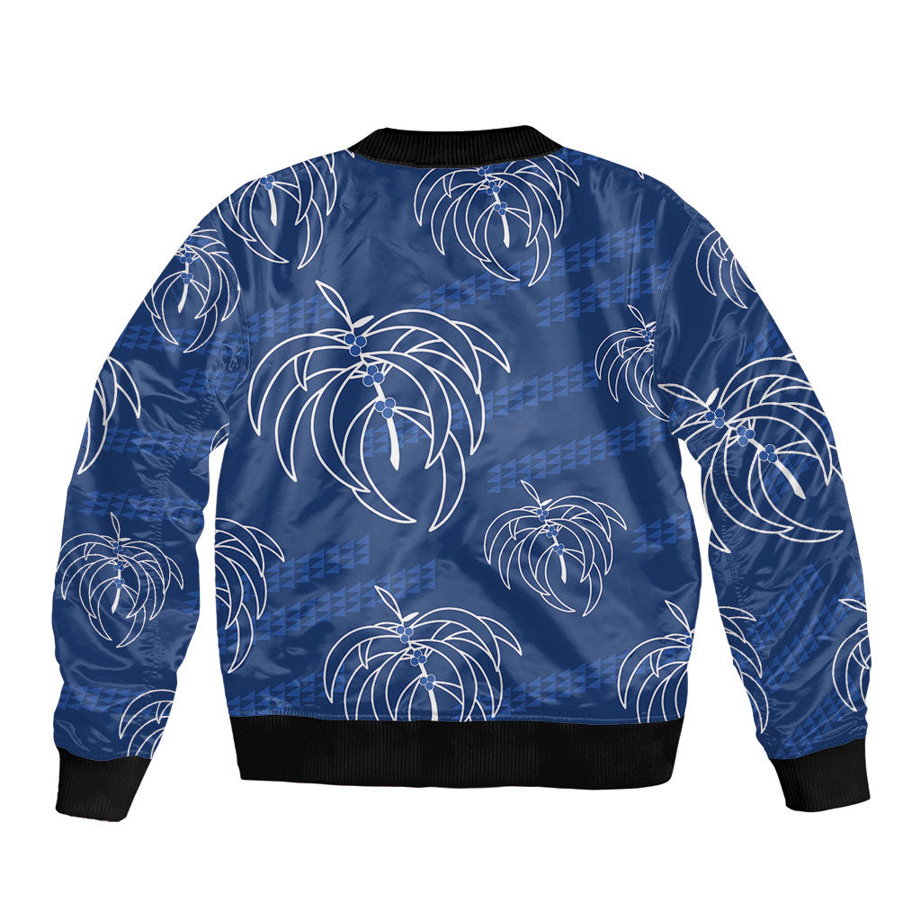 Aloha Hawaii Acacia Koa Leaves Sleeve Zip Bomber Jacket Navy Kakau Tribal Pattern LT05 - Polynesian Pride