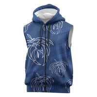 Aloha Hawaii Acacia Koa Leaves Sleeveless Zip Hoodie Navy Kakau Tribal Pattern LT05 Navy - Polynesian Pride