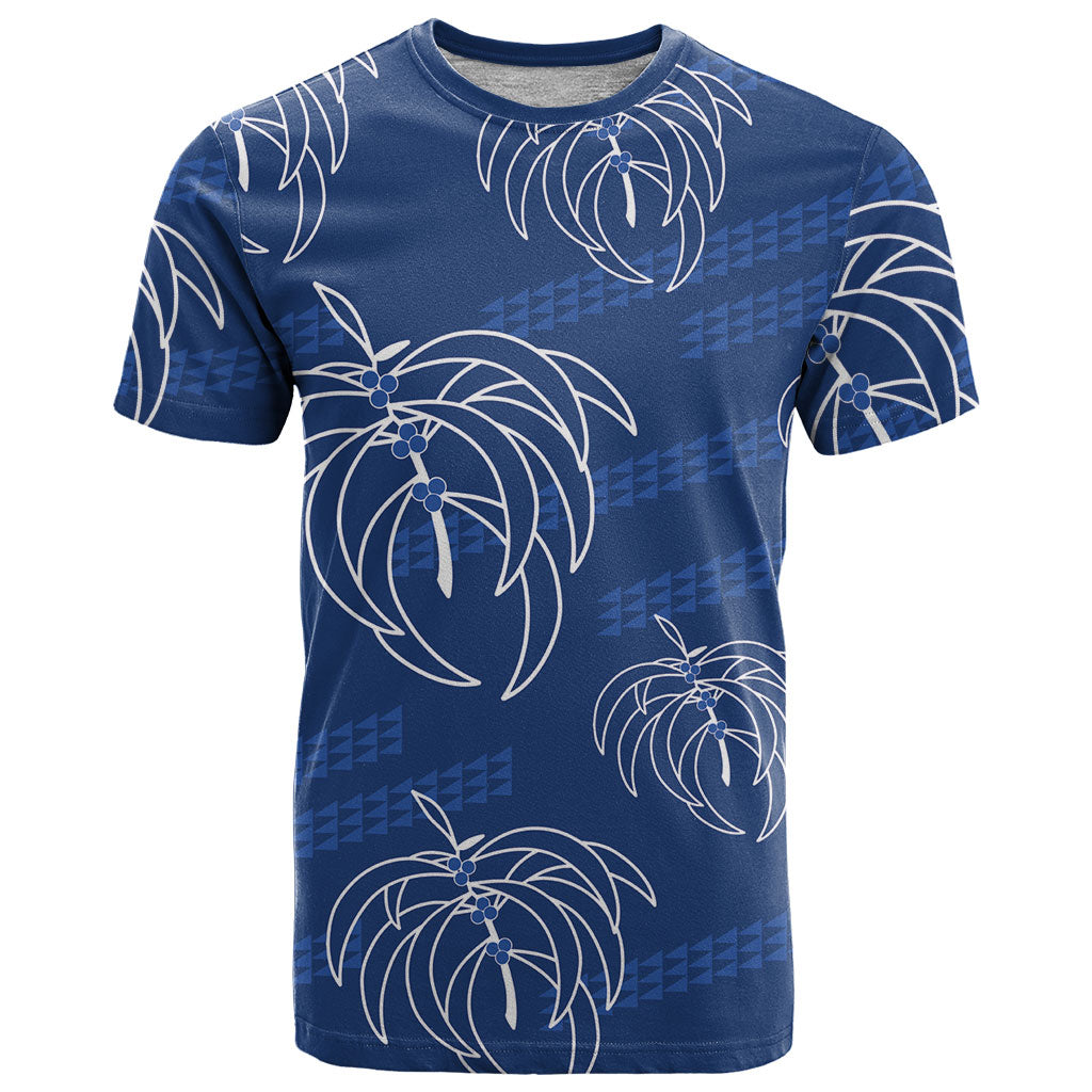 Aloha Hawaii Acacia Koa Leaves T Shirt Navy Kakau Tribal Pattern