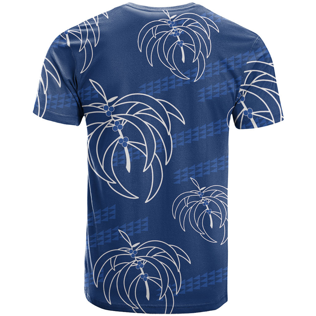 Aloha Hawaii Acacia Koa Leaves T Shirt Navy Kakau Tribal Pattern
