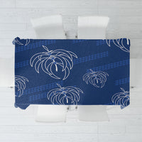 Aloha Hawaii Acacia Koa Leaves Tablecloth Navy Kakau Tribal Pattern