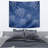 Aloha Hawaii Acacia Koa Leaves Tapestry Navy Kakau Tribal Pattern